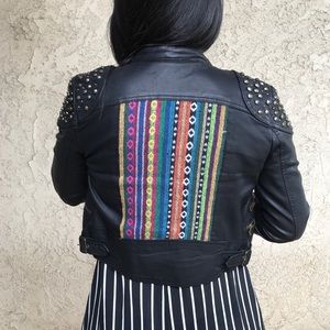Free People Vegan Leather Embellished Jacket